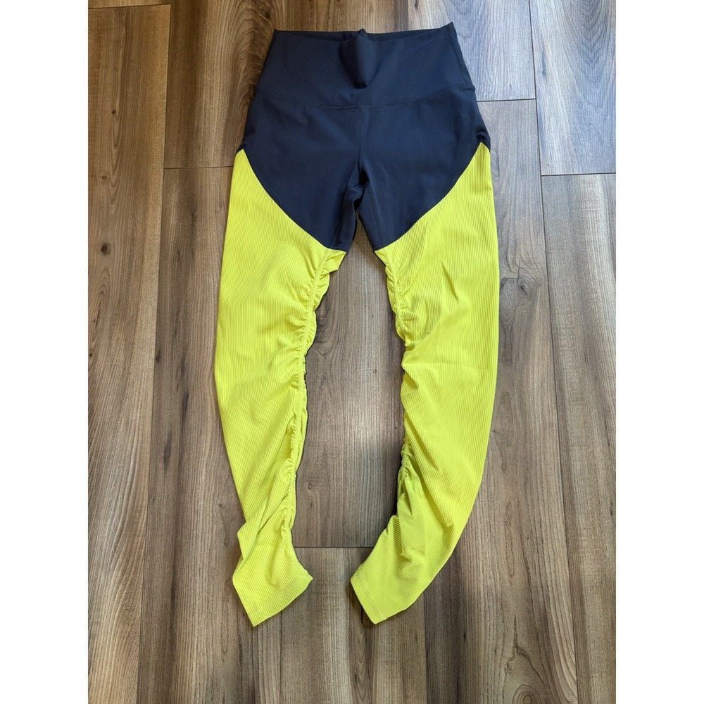 Zyia Active Sz 4 Gray Yellow Leggings Yoga Pants